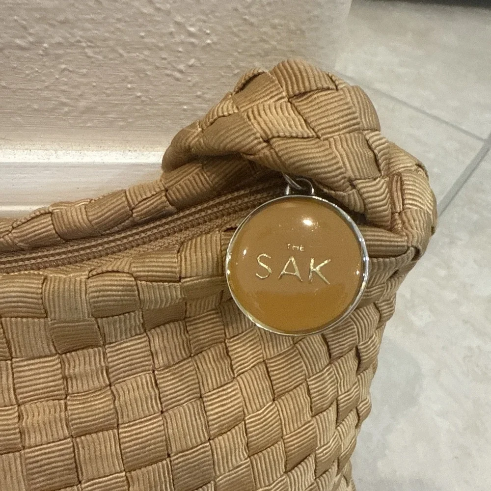 The Sak Shoulder Bag Brown Beige Woven Purse Charm Viscose Staple‎ Yarn *See